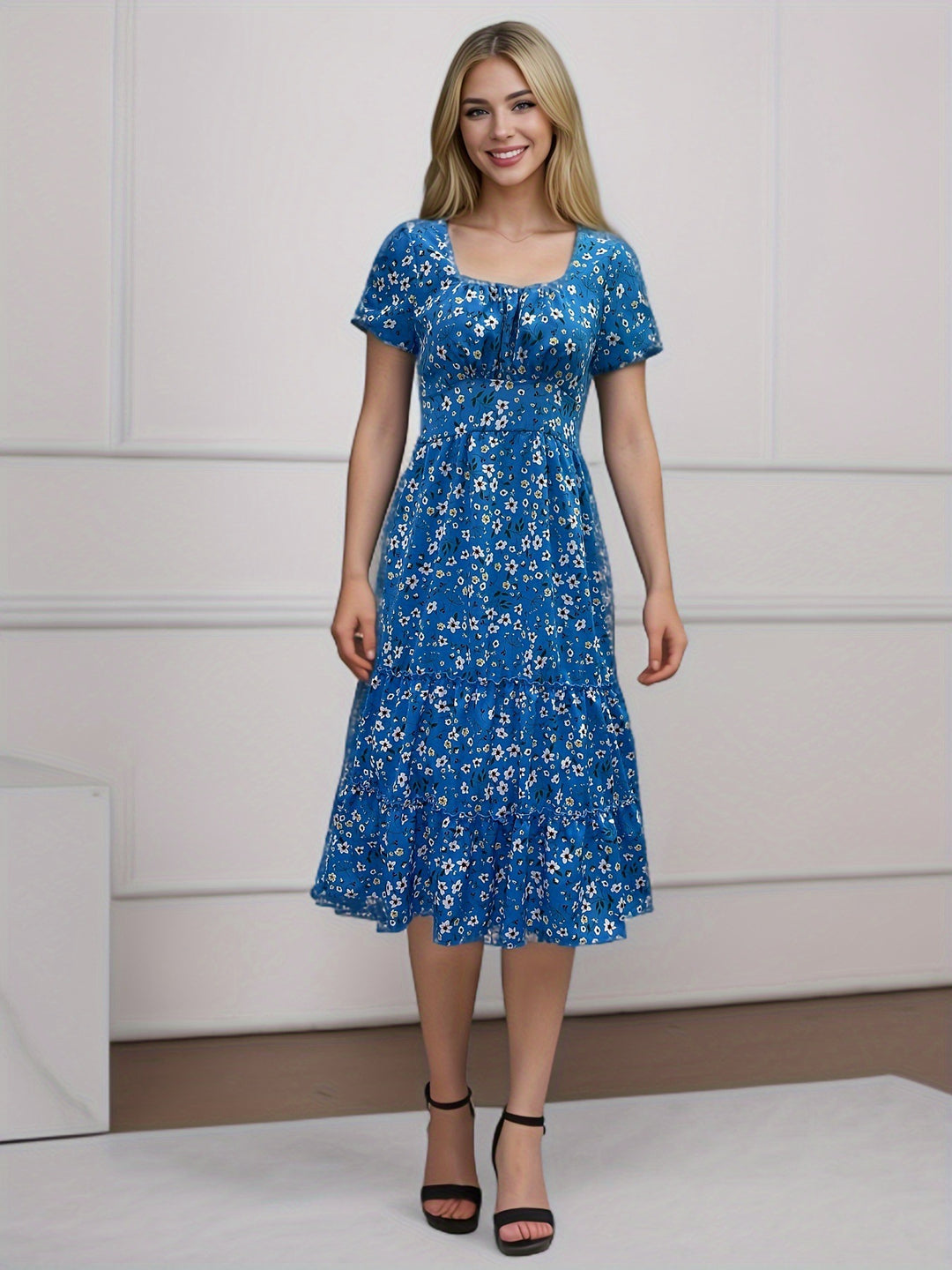 Lune London Flower Pleated Maxi Dress for Women
