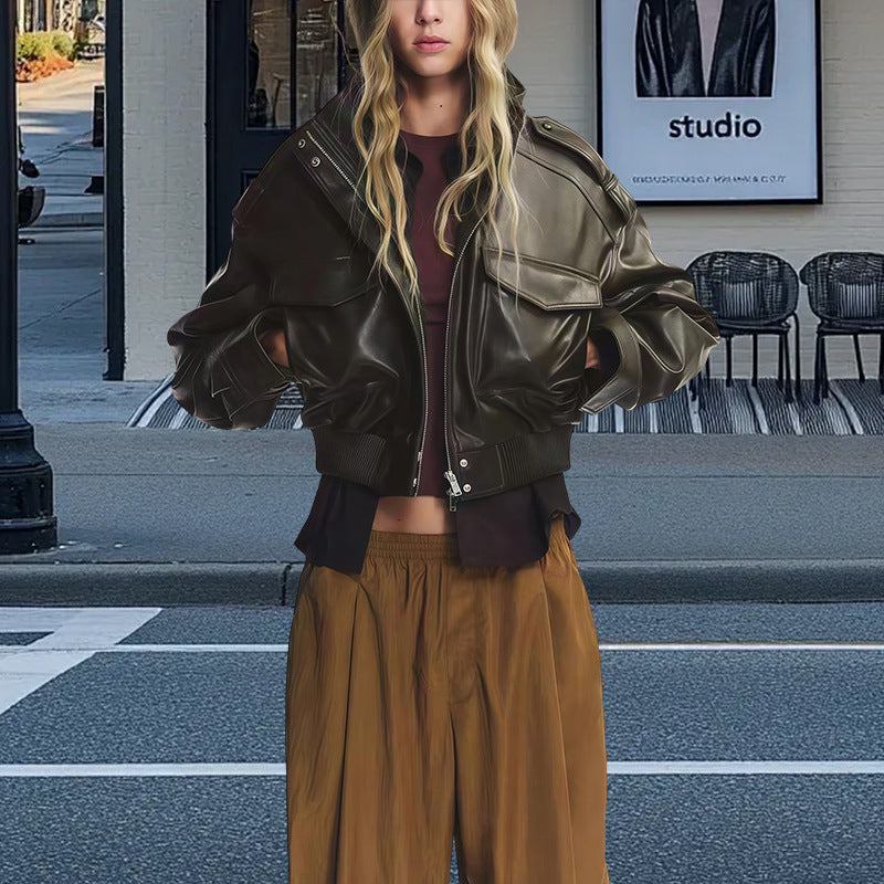 Original leather jacket for women with voluminous sleeves Lune London