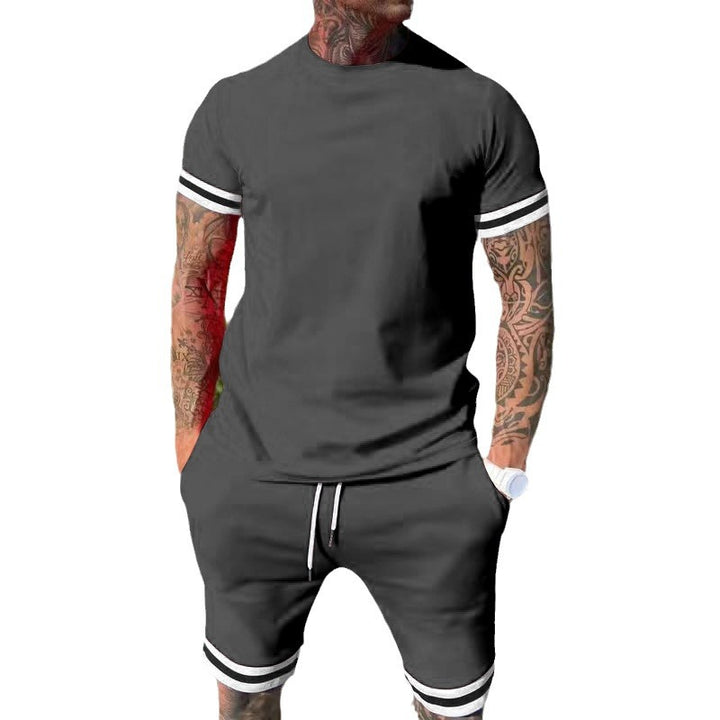 Men's short sleeve sports set with contrasting stripes Lune London