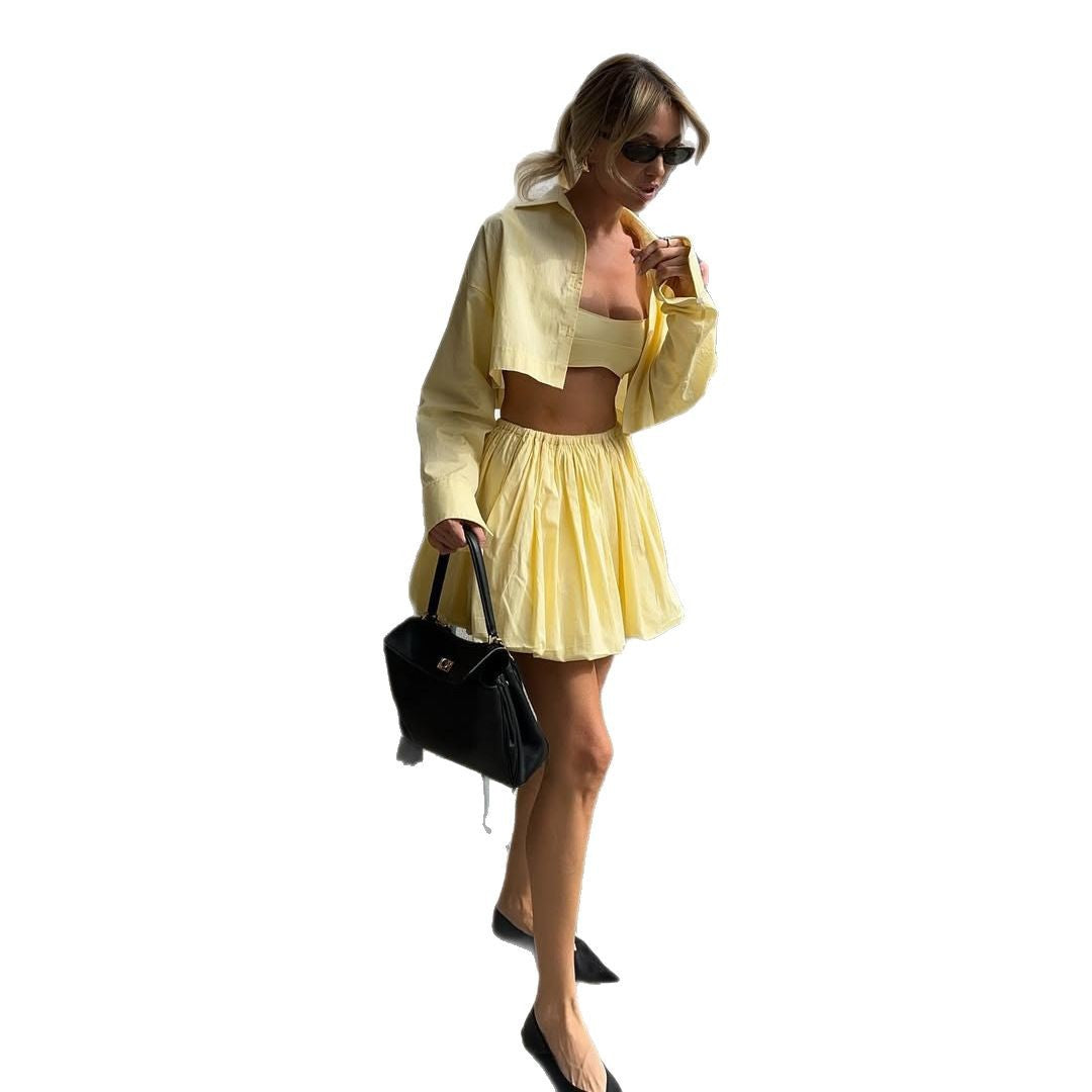 Lune London ruffle crop top and short set for women
