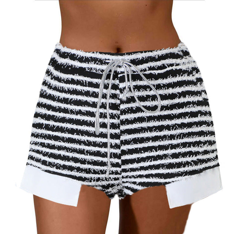 Shorts Lune London taille haute rayées de loisirs pour femmes