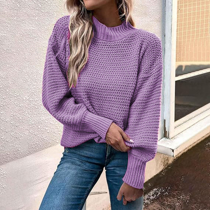 Knit sweater with high collar and structured pattern for women Chic und Stil
