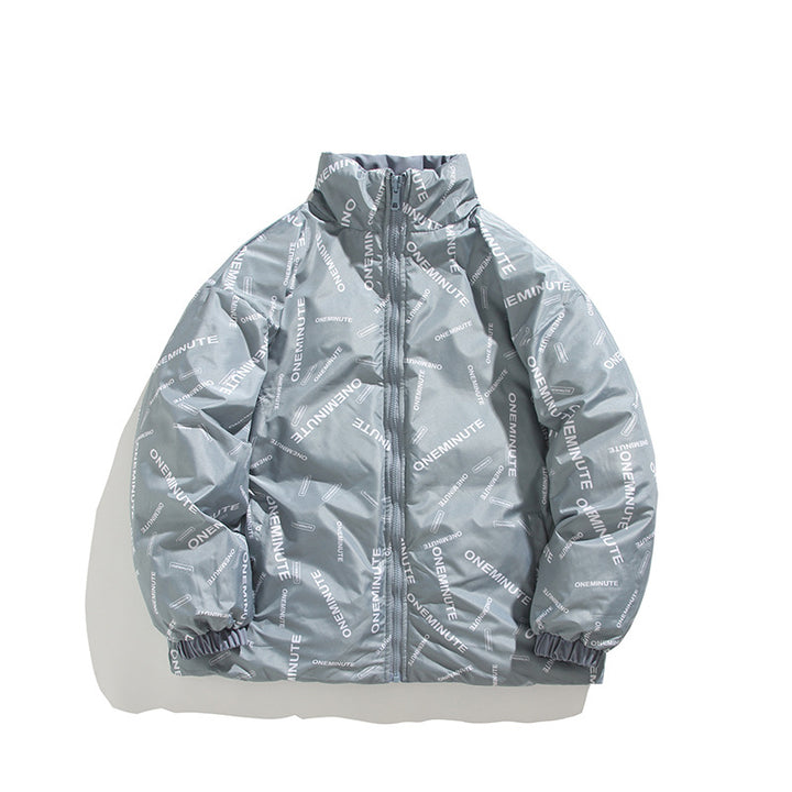 Ladies down jacket with modern print and high collar Lune London