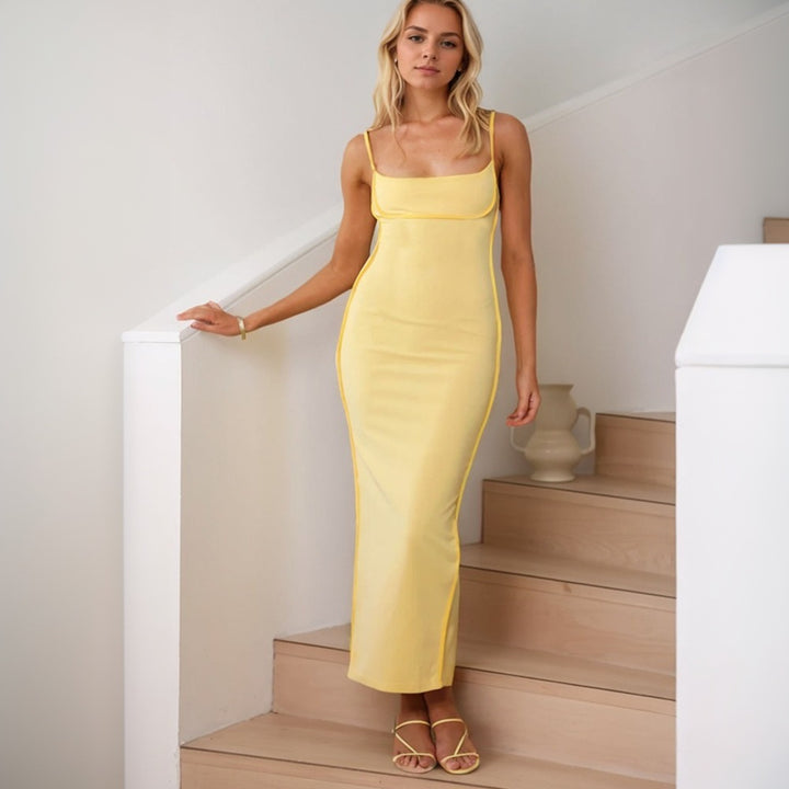 Maxi Couture Dress for Women with Elegant Straps and Flattering Cut for the Chic & Stylish Silhouette