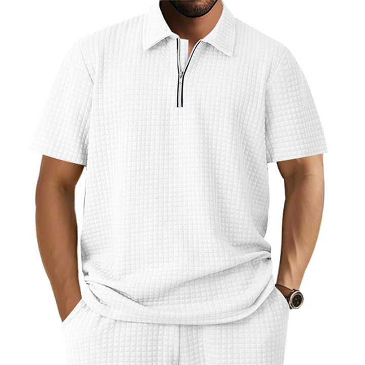 Men's polo shirt with an innovative structure design and a half zipper Lune London
