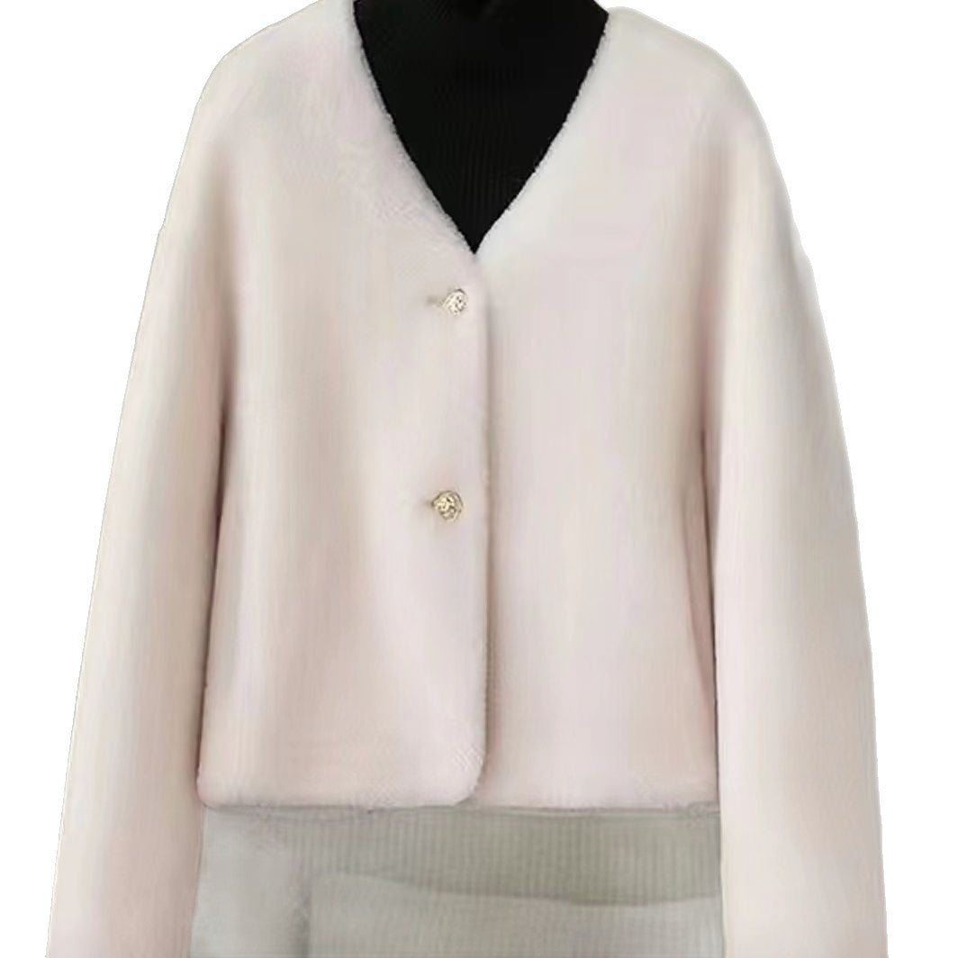 Veste courte en peluche pour femmes avec boutons élégants Chic & Stil