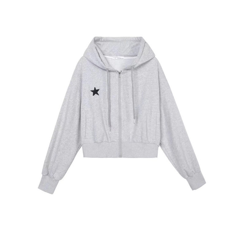 Women's cropped hooded jacket with stylish star motif Chic & Stil