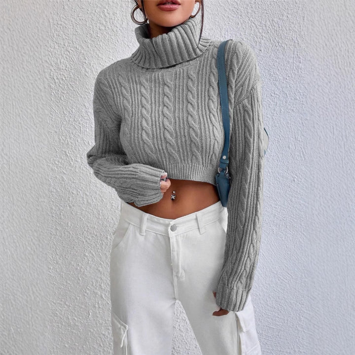 Chunky knit sweater for women with high collar Lune London