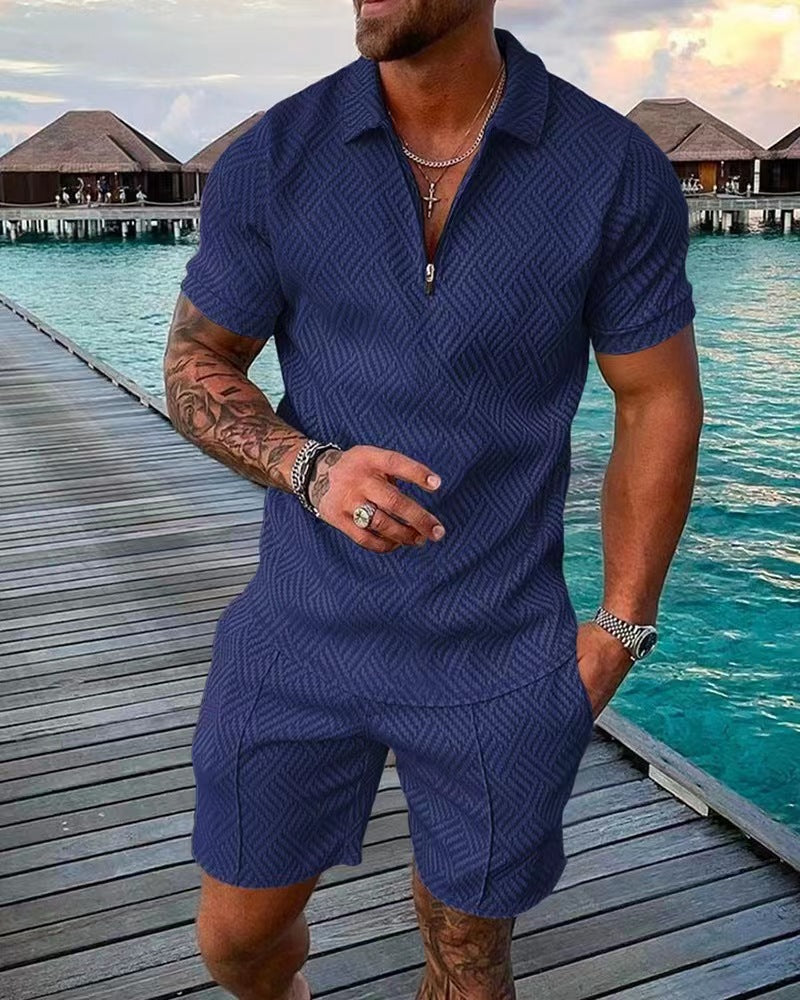 Trendy short jumpsuit for men with a textured design Lune London