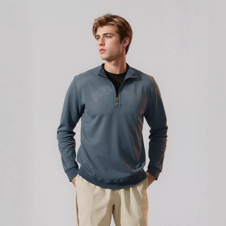 Sporty men's pullover with half-zip Lune London