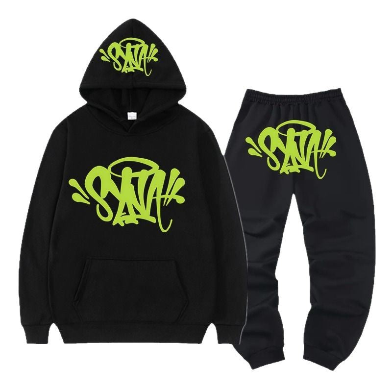 Ladies hoodie and jogger set with creative graffiti design Chic & Stil