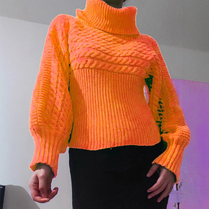 Knit sweater for women with high collar and structured design Lune London