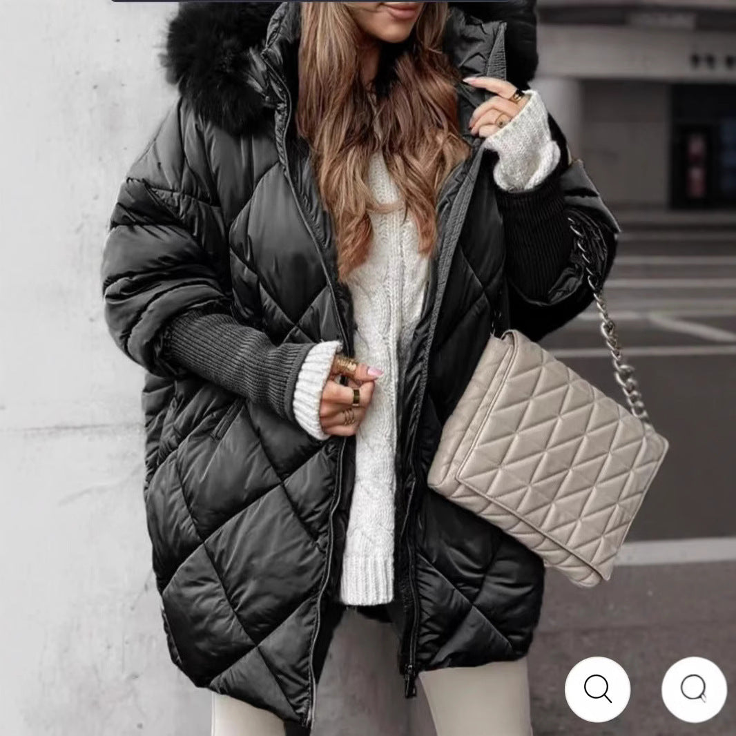 Women's quilted winter parka with detachable hood Lune London