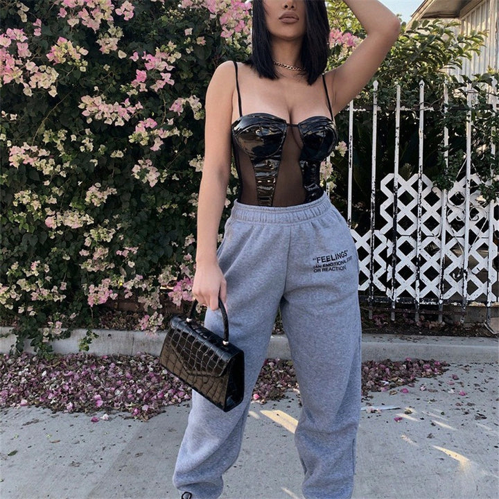 Ladies High Waist Graphic Jogging Pants Lune London