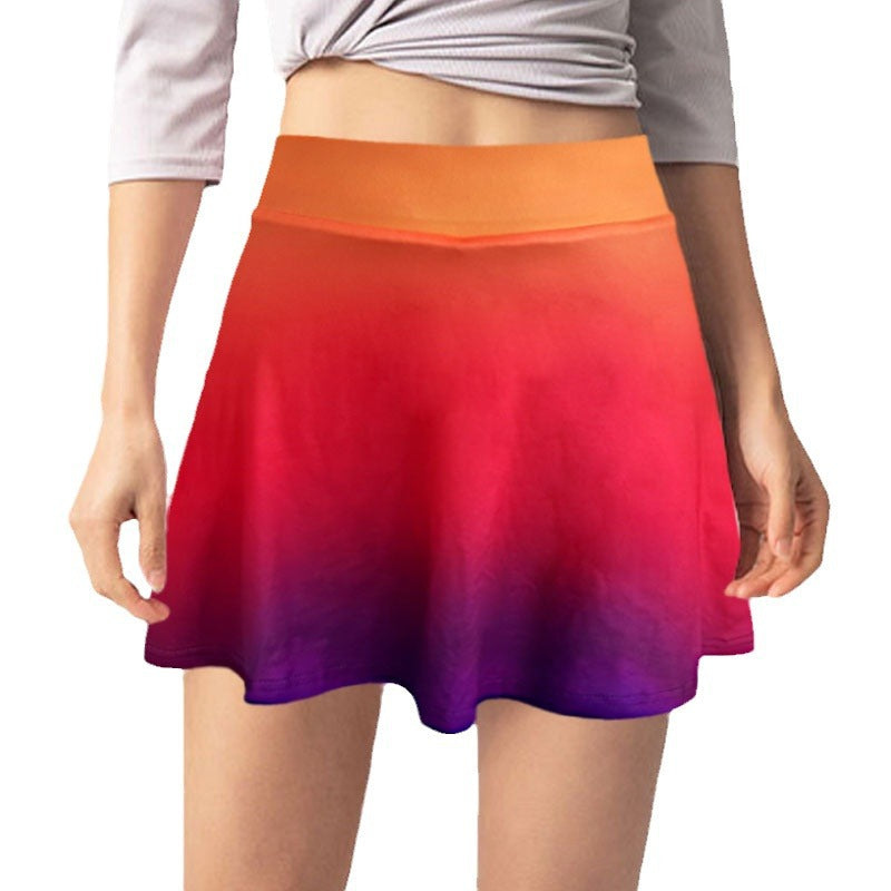 Skater skirt for women with fluid color gradient and comfortable elastic waistband Lune London