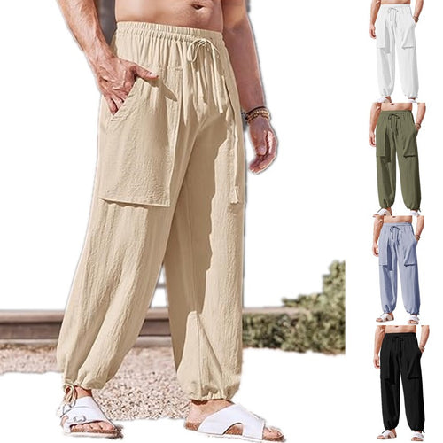 Lune London Men's Loose Summer Pants with Elastic Waist and Pockets