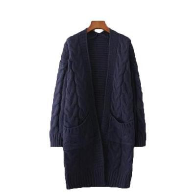 Women chunky knit cardigan with deep pockets and braided pattern Lune London