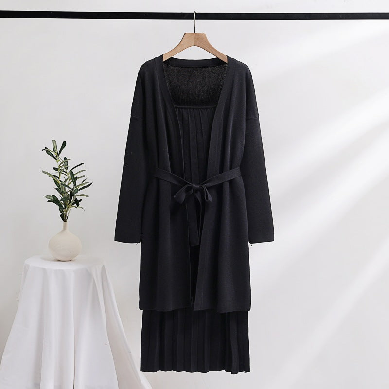 Elegant and casual knitted dress for women with matching cardigan Lune London