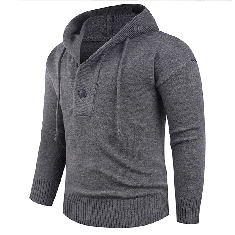 Trendy men's sweater with high collar and functional buttons Lune London