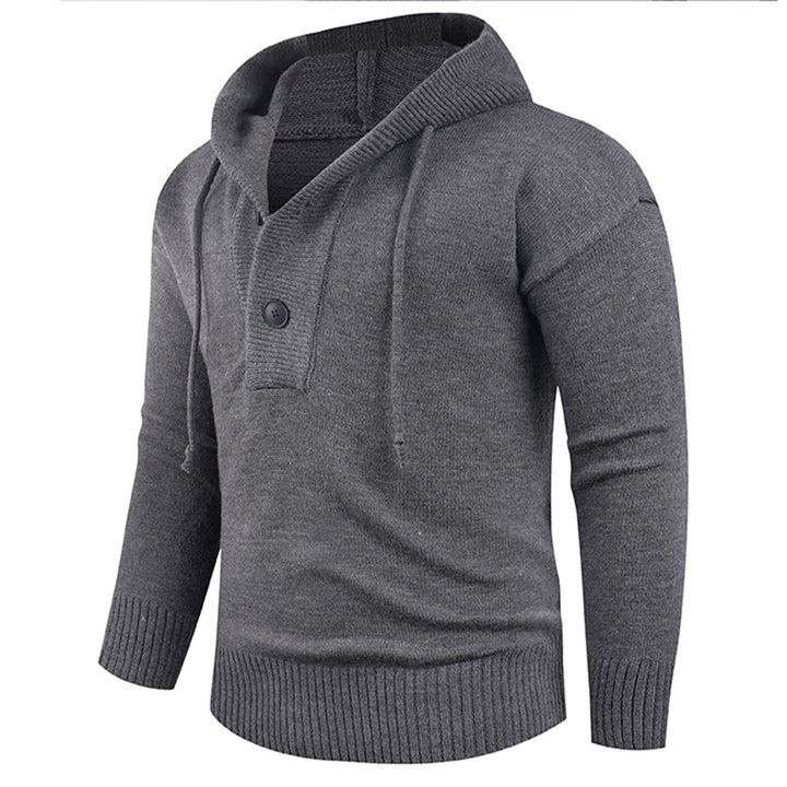 Trendy men's sweater with high collar and functional buttons Lune London
