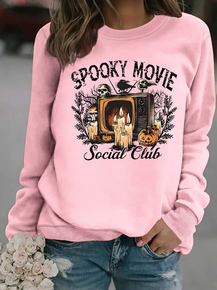 Sweat-shirt pour femmes avec motif de film d'horreur et coupe décontractée Chic & Stil