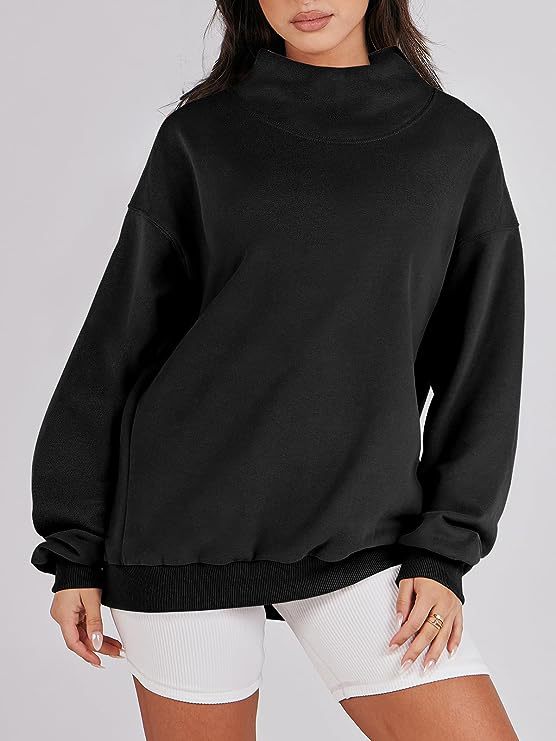 Oversized sweatshirt for women with a high collar and ribbed hem Lune London
