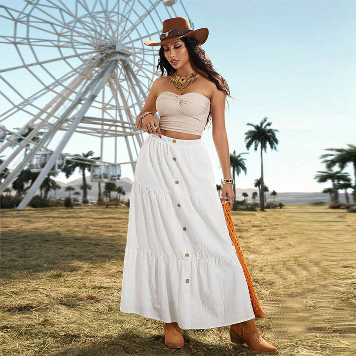 Jupe midi femme avec détails de boutons et design évasé Chic & Stil