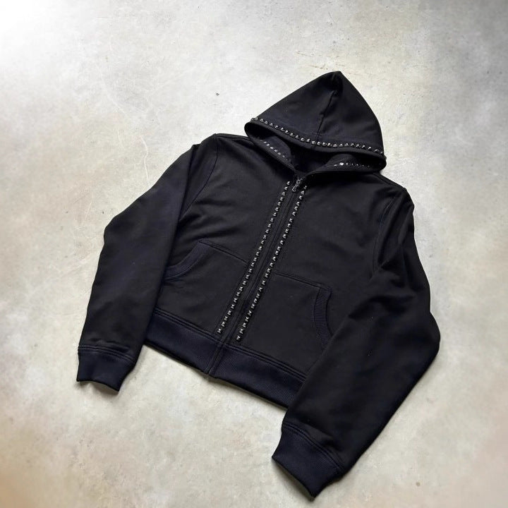 Lady hoodie with decorative studs and straight cut Lune London