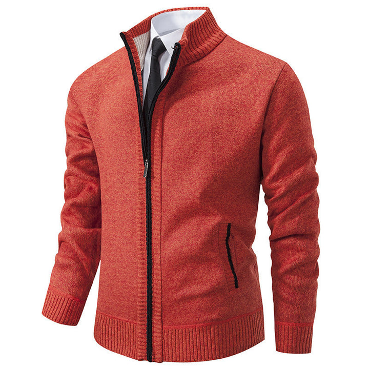 Men's Sporty Cardigan with Stand-Up Collar and Zipper Lune London