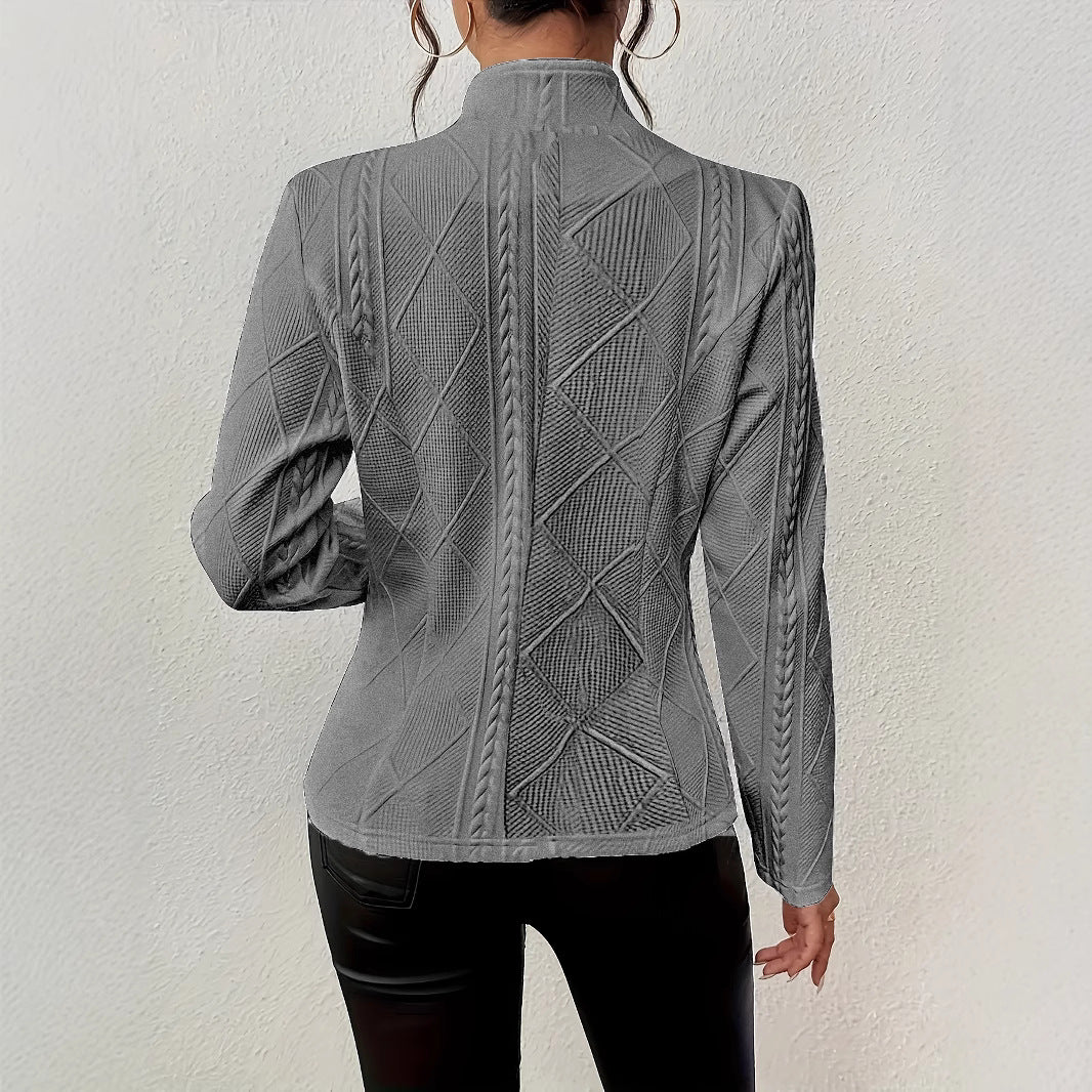 Ladies Elegant knitted cardigan with structured design and decorative buttons Lune London