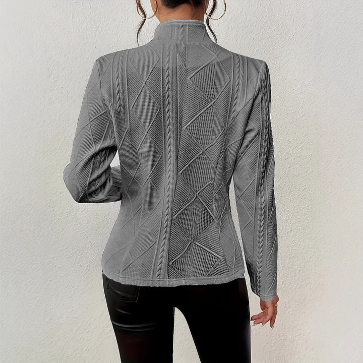 Ladies Elegant knitted cardigan with structured design and decorative buttons Lune London
