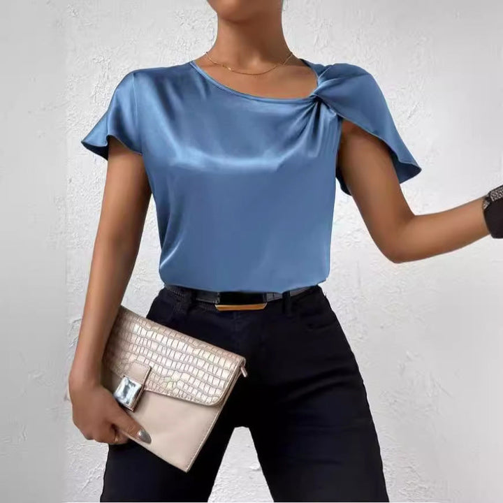 Lune London | Satin Twist Solid Color Loose Versatile Top