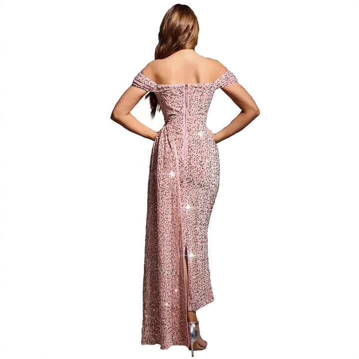 Off-shoulder sequin evening dress for women Lune London