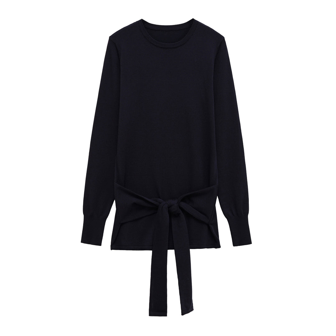 Casual long sleeve t-shirt for women with knot detail on the side Lune London