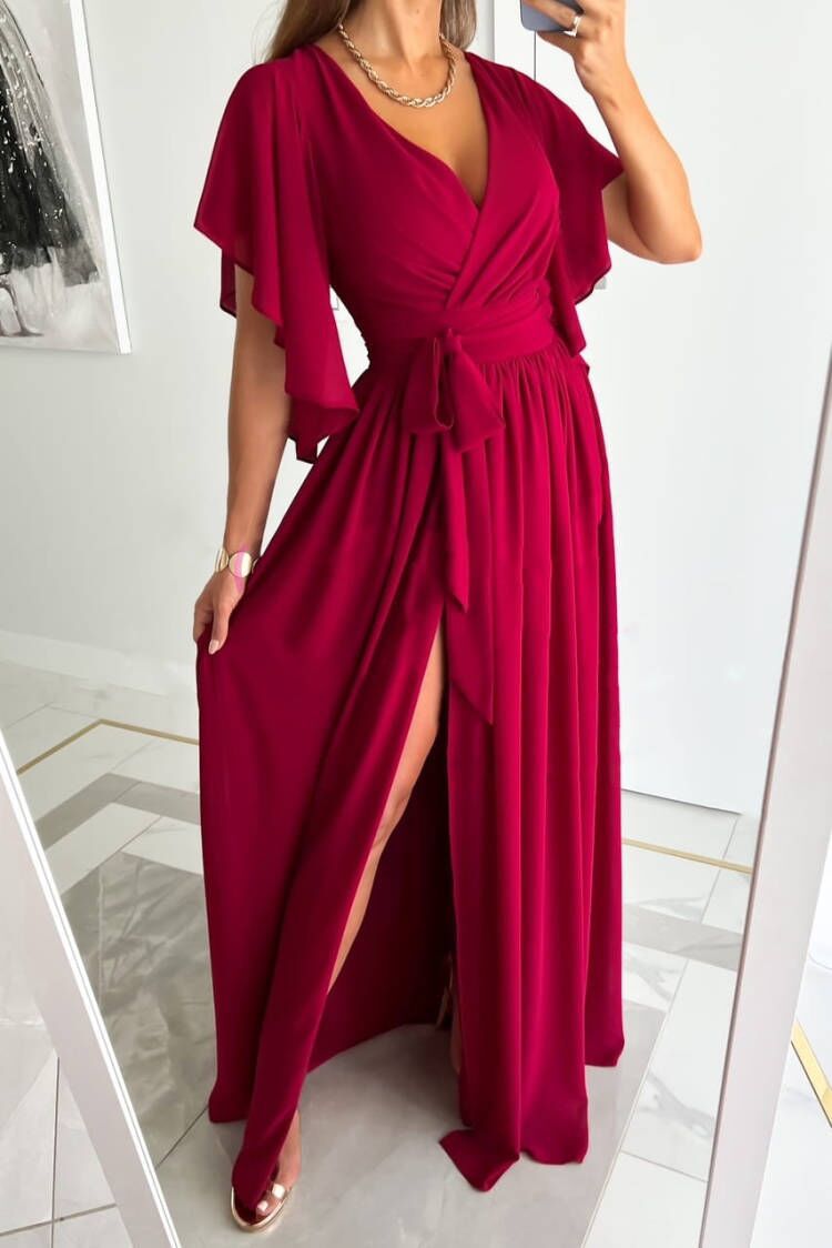 Fluid maxi dress for women with elegant butterfly sleeves Lune London