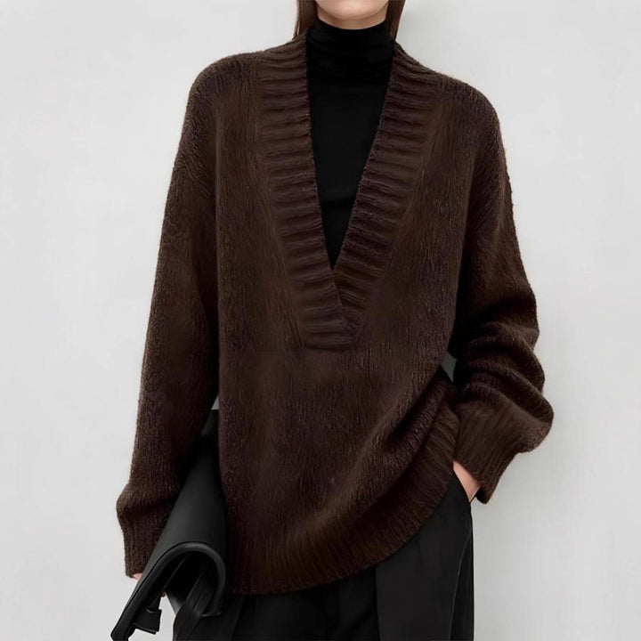 Pull en tricot élégant pour femmes avec col en V et coupe décontractée Chic & Stil