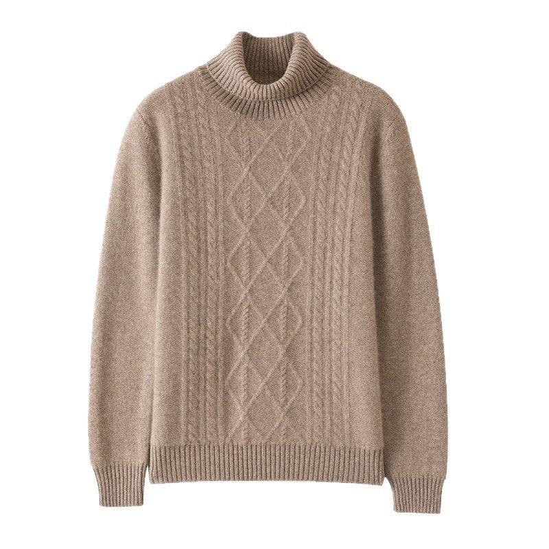 Lune London women’s turtleneck sweater with cable pattern