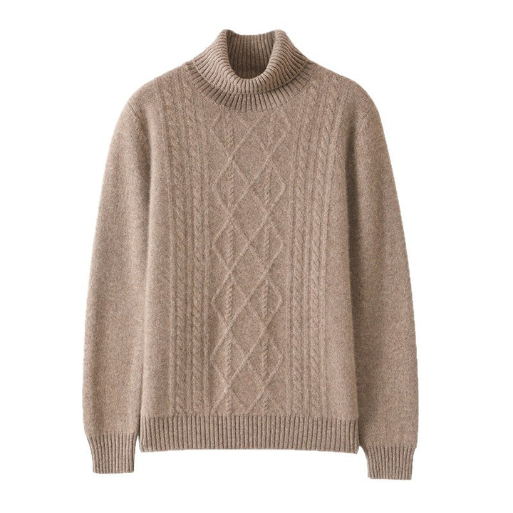 Lune London women’s turtleneck sweater with cable pattern