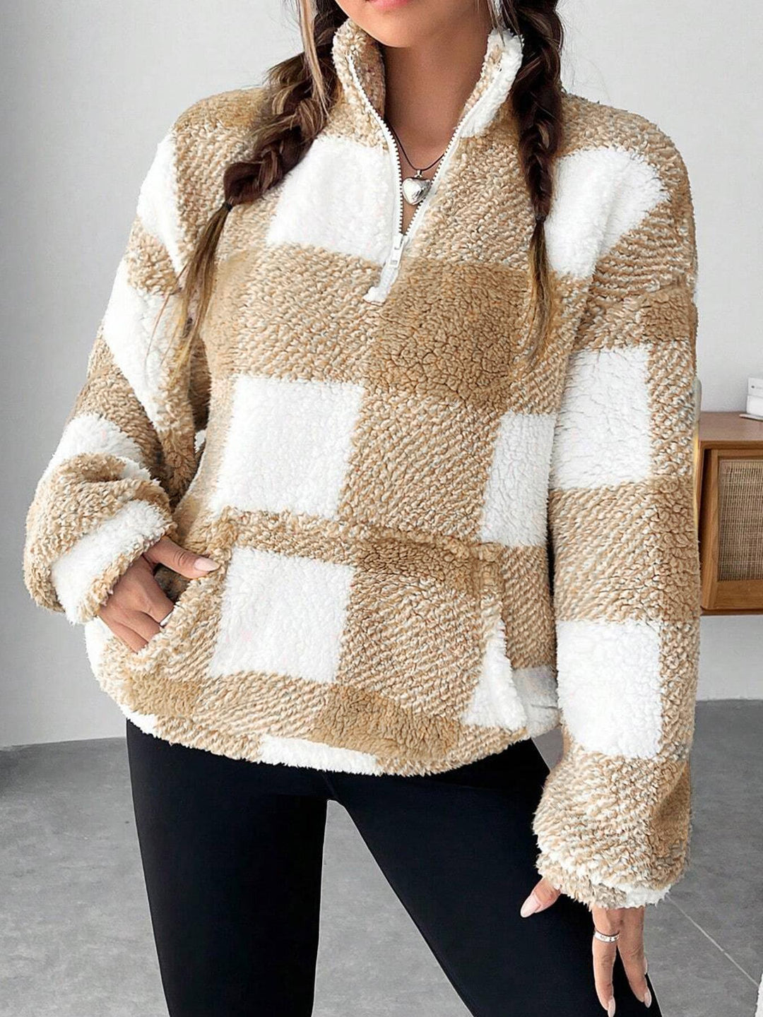 Fleece jacket for women with zipper and pockets Lune London