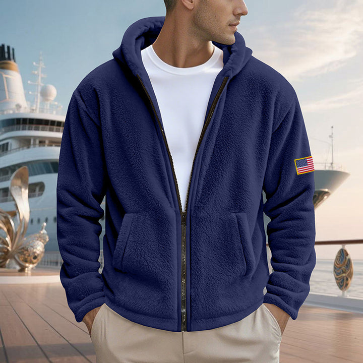 Men's Fleece Hoodie with practical pockets and modern zipper Lune London