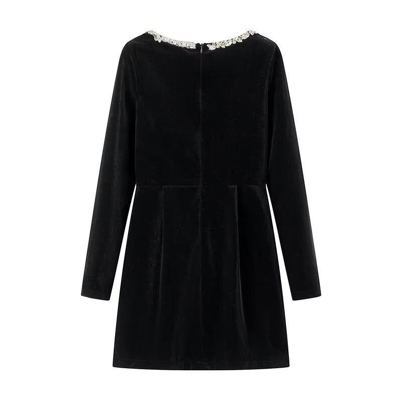 Elegant crystal neckline mini party dress for ladies Lune London