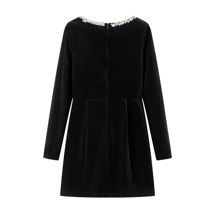 Elegant crystal neckline mini party dress for ladies Lune London