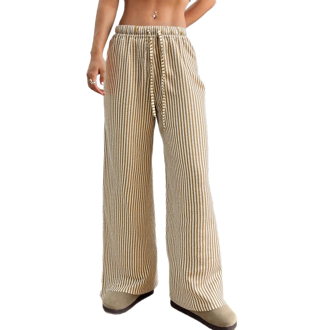 Pantalons décontractés pour femmes taille haute avec motif rayé Chic & Stil