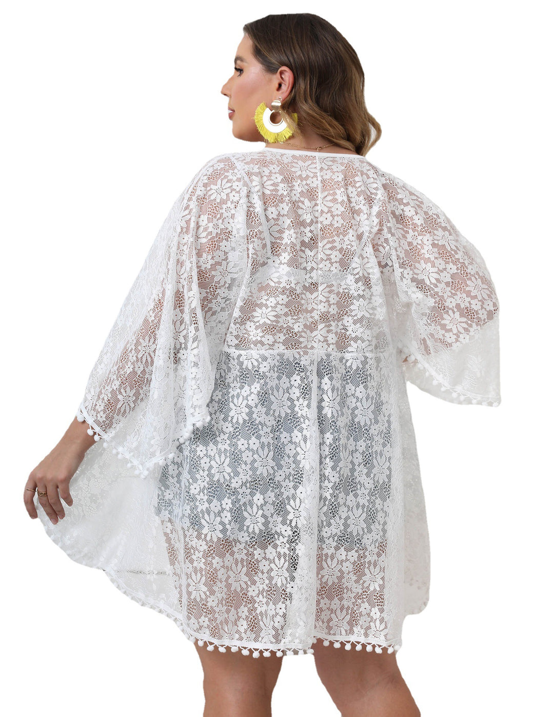 Ladies Floral Lace Beach Kimono Lune London