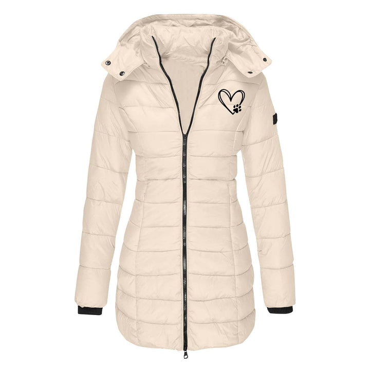 Ladies winter quilted down jacket with removable hood Lune London