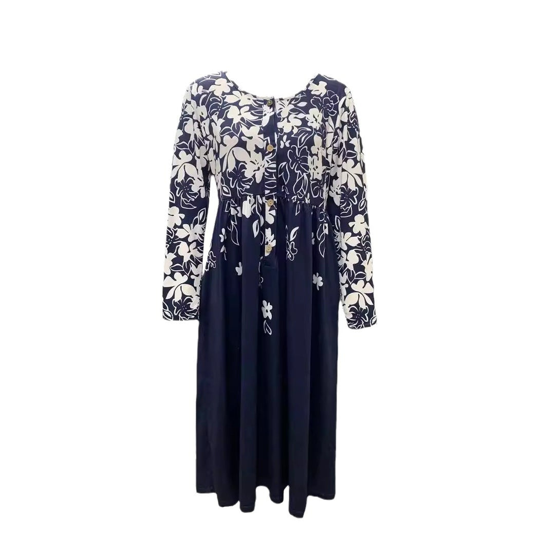 Maxi dress for women with floral design and stylish button details Lune London