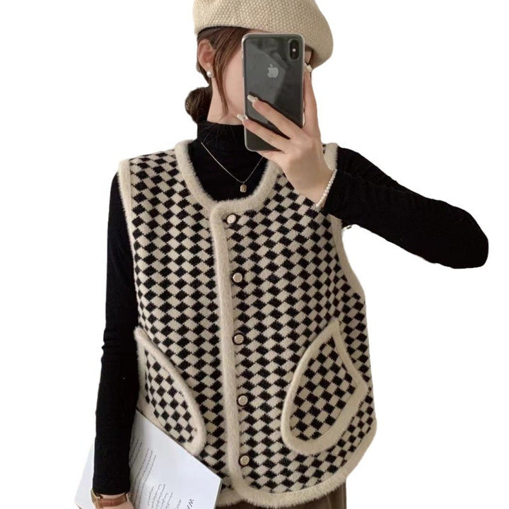 Gilet tricoté à la mode pour femmes avec motif graphique Chic & Stil
