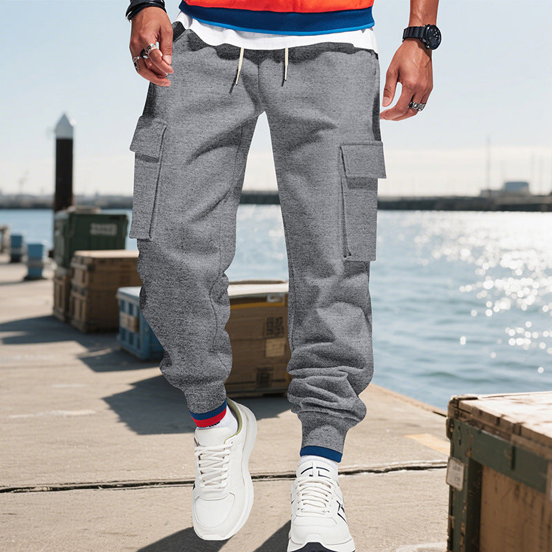 Men's cargo pants with side pockets and elastic waistband Lune London