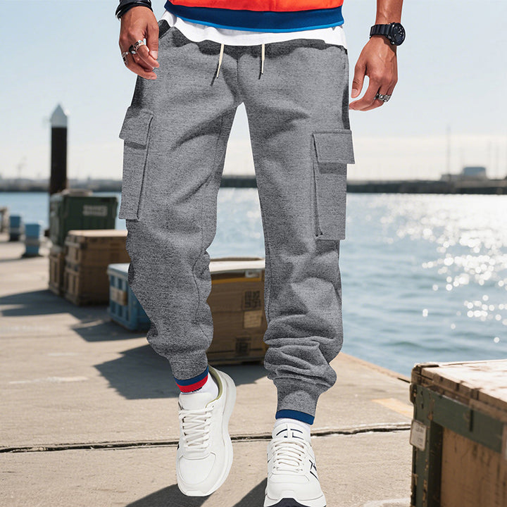 Men's cargo pants with side pockets and elastic waistband Lune London