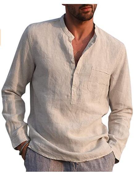Classic Henley collar shirt for men with chest pocket Lune London